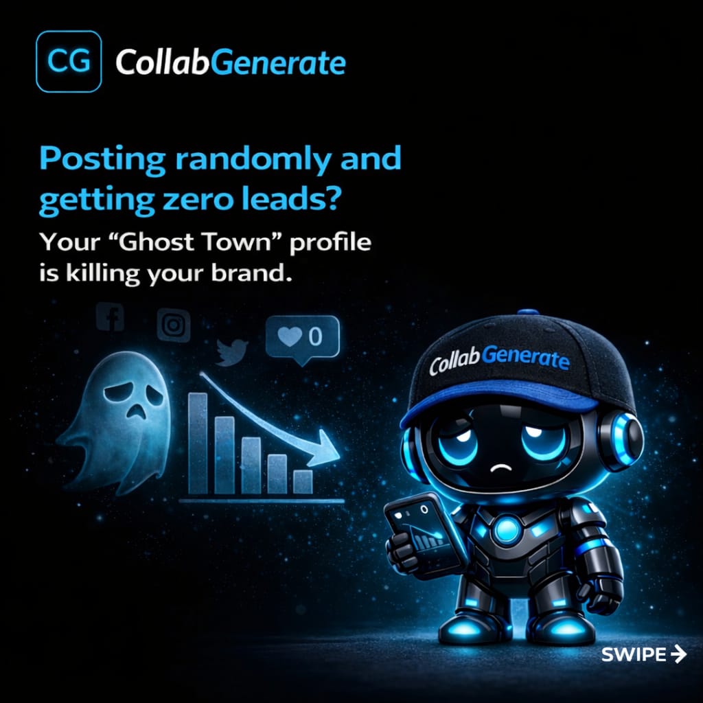 CollabGenerate's tweet photo. Random Posting = Zero Leads. 📉 
Strategy + Automation = Infinite Growth. 📈

Stop wasting time on "just posting." Build a Lead Generation System that works 24/7. 🤖📅

Get the CollabGenerate edge. 🚀 🔗 https://t.co/YPI1nJiIu5

#BusinessStrategy #AI #Marketing #CollabGenerate https://t.co/sxofN2xvpw