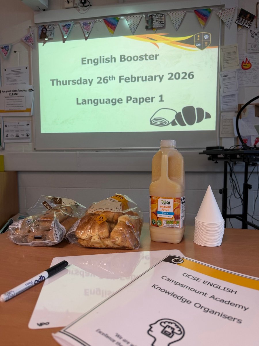 CampsmountAcad's tweet photo. Huge congratulations to the 21 Year 11 students who attended this morning’s English PPE Booster!
We are so proud of you all for arriving early, enjoying a calm start with breakfast, and showing such a focused, positive attitude.
Each of you has earned 10 Prom Points, well done! https://t.co/G9ADbITZIK