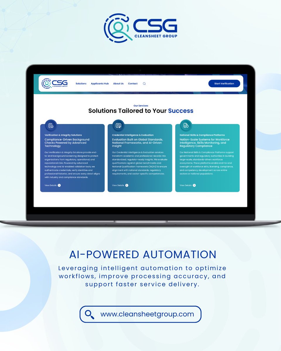 cleansheetgroup's tweet photo. We are pleased to announce the launch of our upgraded platform, now enhanced with AI-powered automation and advanced OCR technology to strengthen our full suite of services.

Explore the new platform now at https://t.co/yq5OeT9J4C.

#CleanSheetGroup #AI #OCR #Compliance #RegTech https://t.co/WF3osnY8zp