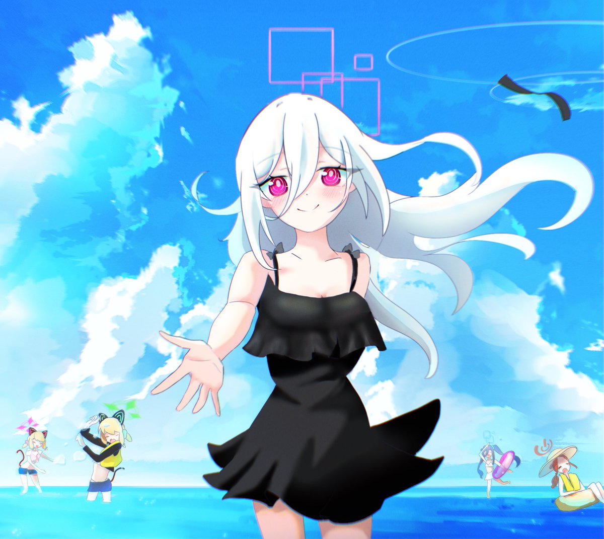 #ブルアカ
#ゲーム開発部
#ケイちゃん

みんなと海　🏖️