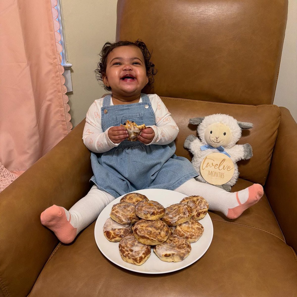 finestofSC's tweet photo. ONE WHOLE YEAR of loving you! Happy Birthday to our sweet girl! 🥹🥳 #byronbeccaforever 

(After being a tease for one year we finally let her have her first @Cinnabon cinnamon rolls and she was ALL IN!) https://t.co/gM3fHNWVoF