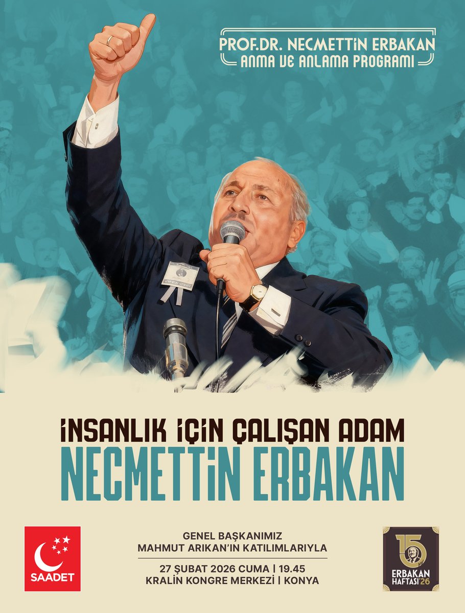 “Gayemiz bütün insanlığın saadetidir!”

İnsanlık İçin Çalışan Adam; Necmettin Erbakan

Erbakan Haftası 2026

27 Şubat 2026 Cuma • Konya
