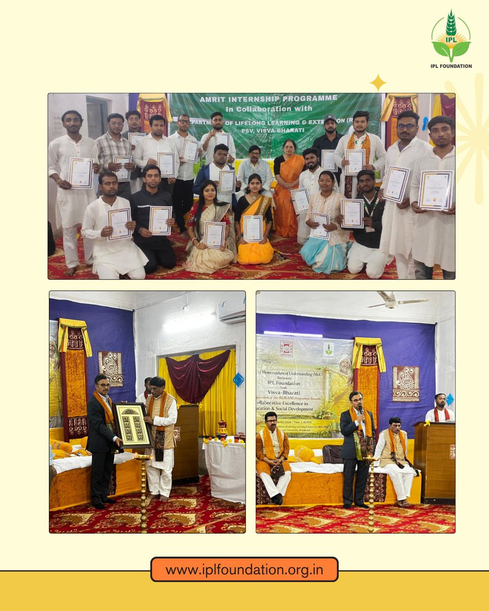 IcroIpl's tweet image. IPL Foundation marked a significant milestone by signing a Memorandum of Understanding (MoU) with Visva Bharati University, Santiniketan, strengthening a shared commitment towards education, research, and youth empowerment.

#iplfoundation #MOUSigning