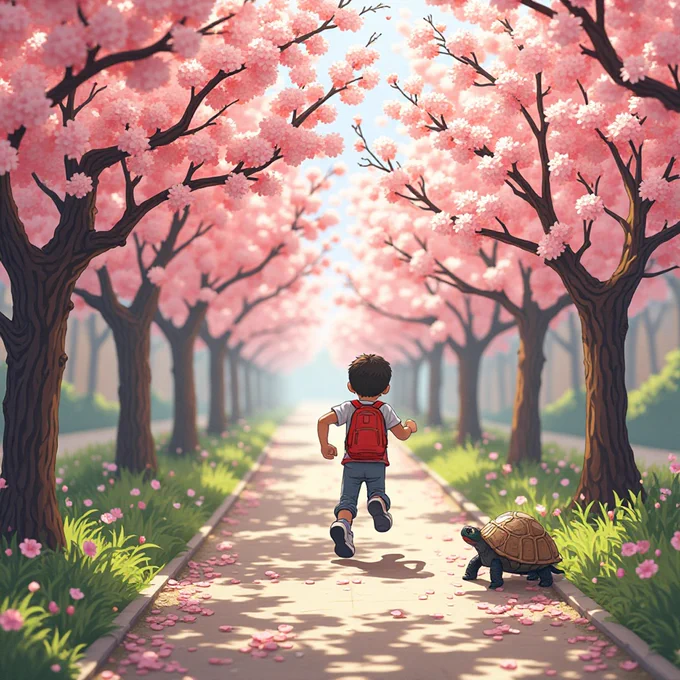 桜の季節にジョギングするの楽しみだなぁ。 花粉症さえ…それさえ… #AI亀