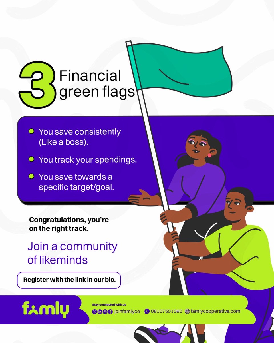 joinfamlycoop's tweet photo. Not everyone talks about it, but these are the real green flags.

Saving consistently, knowing where your money goes, and actually working towards your goals.

If this is not you yet, Famly is here to help you get there.

Download on Google Play and Apple App Store today. https://t.co/bVZMUlC1M6