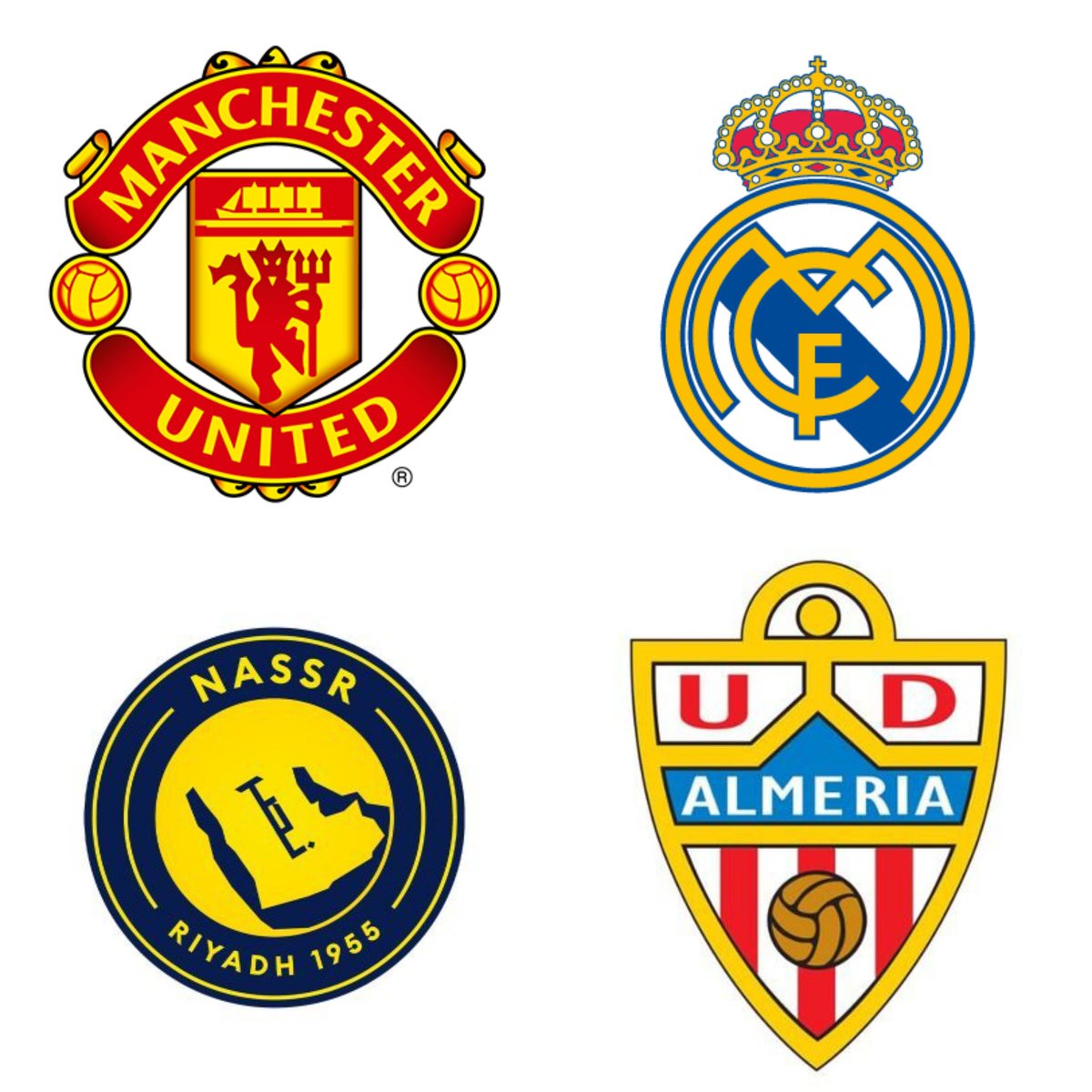 Football clubs I support now;

Manchester united 
Real Madrid
Al Nassr
UD Almeria

What about you 🤔?
