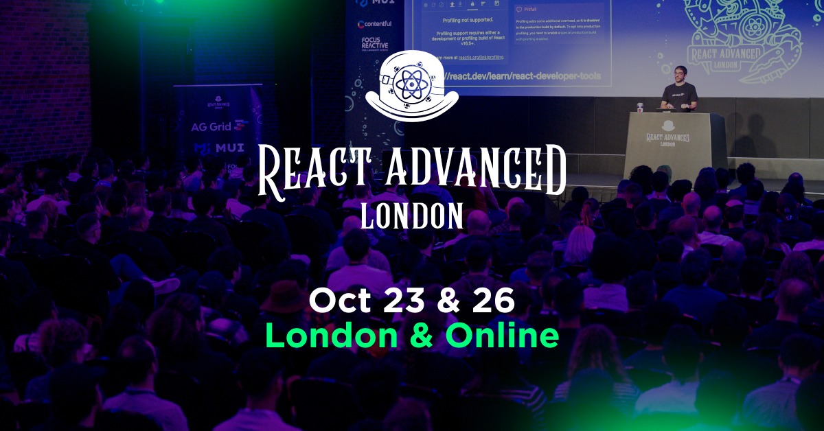 ReactAdvanced's tweet photo. ⚛️ Dive deep at React Advanced… right next to Big Ben!

The Brewery | Oct 23 &amp; 26 | Online too
40+ sessions: React, AI coding &amp; full-stack
Network with 800+ old &amp; new friends in-person

Early Bird tickets are limited — grab yours!