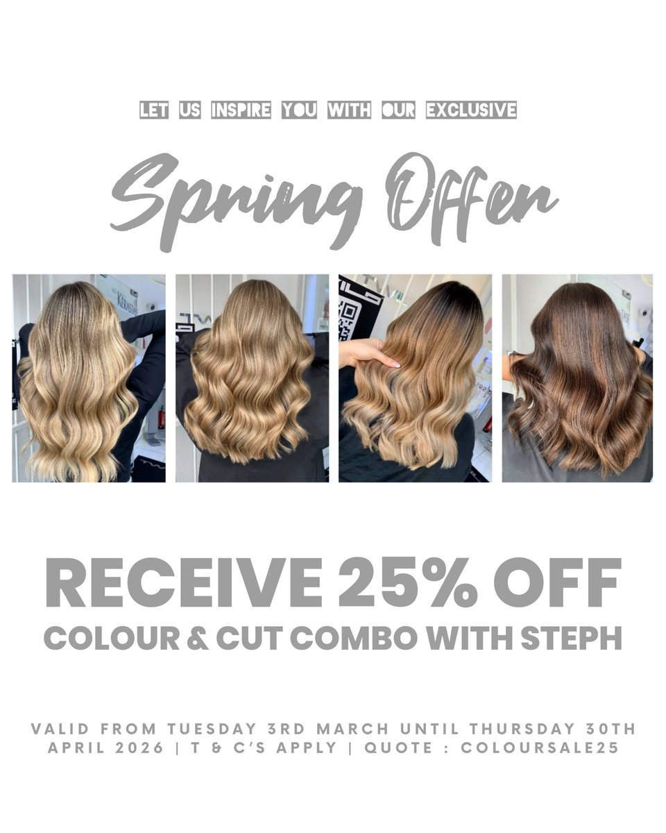 TwiloH's tweet photo. | S p r i n g  I n c o m i n g | Its time to step into the new season with lighter &amp; brighter, complexion-boosting, natural-looking, healthy hair ❀

Treat yourself to 25% off a colour &amp; cut combo with top stylist, Steph ✃

Book Now | https://t.co/BRvMJv5vka 

#SpringIsInTheHair https://t.co/GZQxAWFHxg