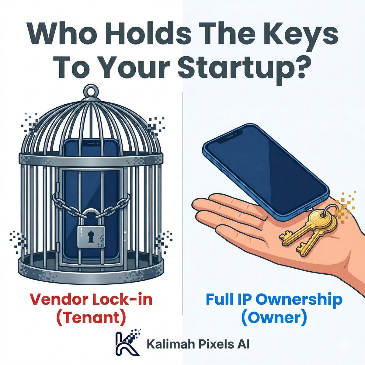 KalimahPixelsAI's tweet photo. If you don't have the Admin password to your GitHub repo, you don't own your startup. 🛑

Many agencies trap founders with "Vendor Lock-in." They own the code. You just pay the rent. 💸
We build, document, and hand over 100% of the IP to you. 

#Startup #Founder #KalimahPixelsAI https://t.co/y6K879VvKw