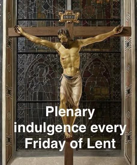 sitsio's tweet photo. On Fridays during Lent, there is a beautiful way to obtain a plenary indulgence: reciting the prayer before a crucifix.
The Prayer Before a Crucifix to Jesus Christ Crucified ("En ego, O bone et dulcissime Iesu"):
Look down upon me, good and gentle Jesus, While before Your face I humbly kneel And with burning soul, pray and beseech You, To fix deep in my heart, Lively sentiments of faith, hope and charity, True contrition for my sins And a firm purpose of amendment. While I contemplate with great love and tender pity, Thy five most precious wounds, Pondering over them within me, And calling to mind the words that David, Your prophet, said of You , my Jesus, "They have pierced My hands and feet, They have numbered all my bones."
In addition to this prayer, the faithful must meet three usual conditions to obtain the plenary indulgence.
What are the three usual conditions of a plenary indulgence?
1) Go to Confession
2) Receive Communion
3) Pray for the Pope’s intentions (The Church suggests one Our Father and one Hail Mary.)
The individual must also be completely detached from sin to obtain a plenary indulgence. If he or she is not detached, the indulgence becomes partial.
Let us not waste this treasure of mercy!