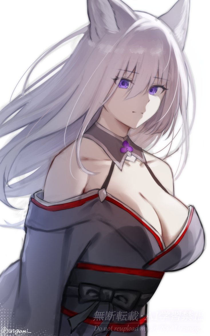 銀髪紫目で巨乳で和服で狐な創作っ子rkgk
#OC 