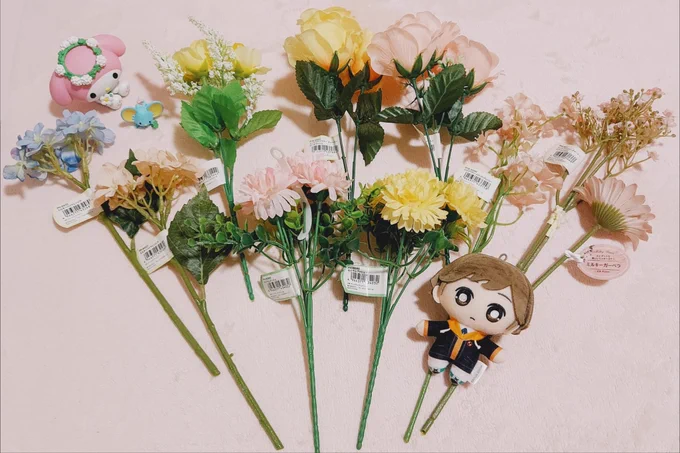 ずっとやってみたかった百均の造花ブーケ