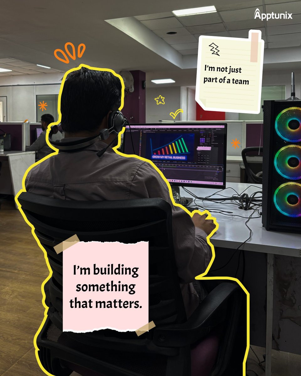 ApptunixUS's tweet photo. Not here to just log hours ⏳

We show up to create, innovate, and make every project count

At Apptunix, it’s about ownership, growth, and building work that truly makes an impact 💡🔥

#LifeAtApptunix #dreamteam https://t.co/YTgWm0lh7S