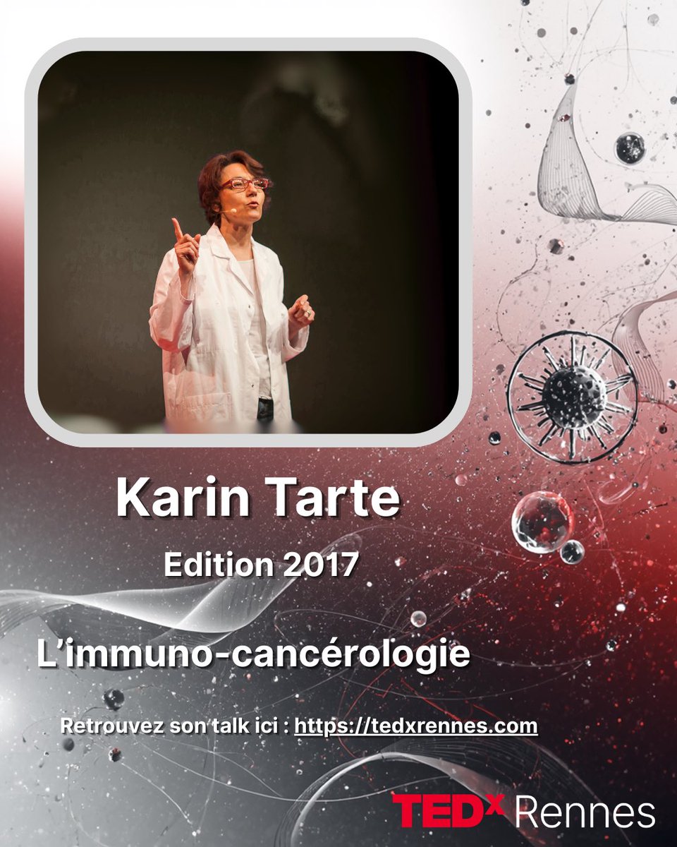 TEDxRennes's tweet photo. Karin Tarte – TEDx Rennes 2017
 Immunologue et chercheuse au CHU de Rennes, Karin Tarte rend accessible et compréhensible, à toutes et tous, la recherche sur le cancer. 🔬
 Talk :
👉 https://t.co/nlvU2pj6Jy

Invitée sur France Inter : 
🎙️https://t.co/qfa0KLE8H7 https://t.co/vjckHrOMqL