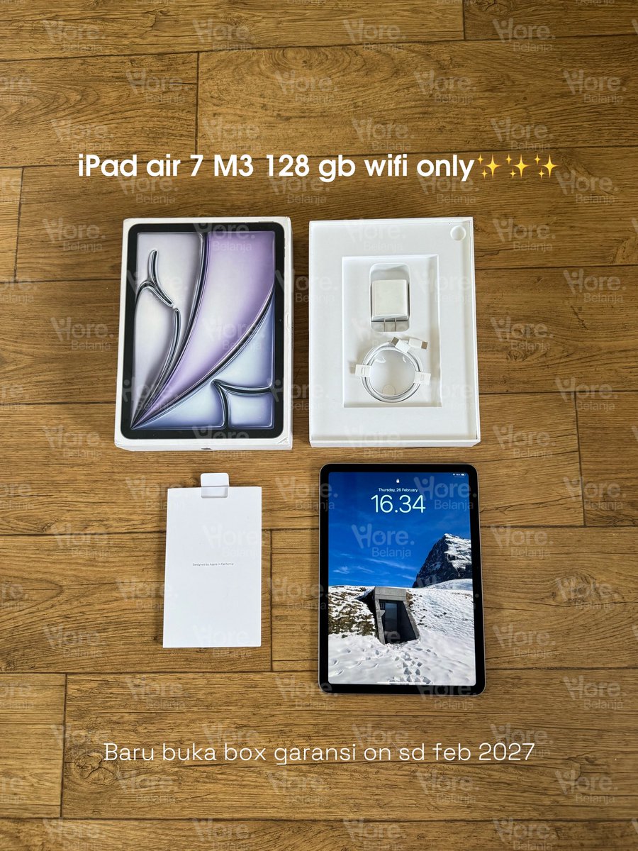 enolistyaa's tweet photo. Aloo peeps 👋🏻✨✨✨

Wts jual iPad air 7 M3 128 gb wifi only. 
Baru banget buka box, BH 100% cc 1, garansi on sd Feb 2027 Kelengkapan fullset ex inter, warna space grey, like new. COD Jakarta/shopee💰: 8.250

#wtsipad #jualipad #ipadairm3 #ipadair7 https://t.co/S8FoLkMjbl