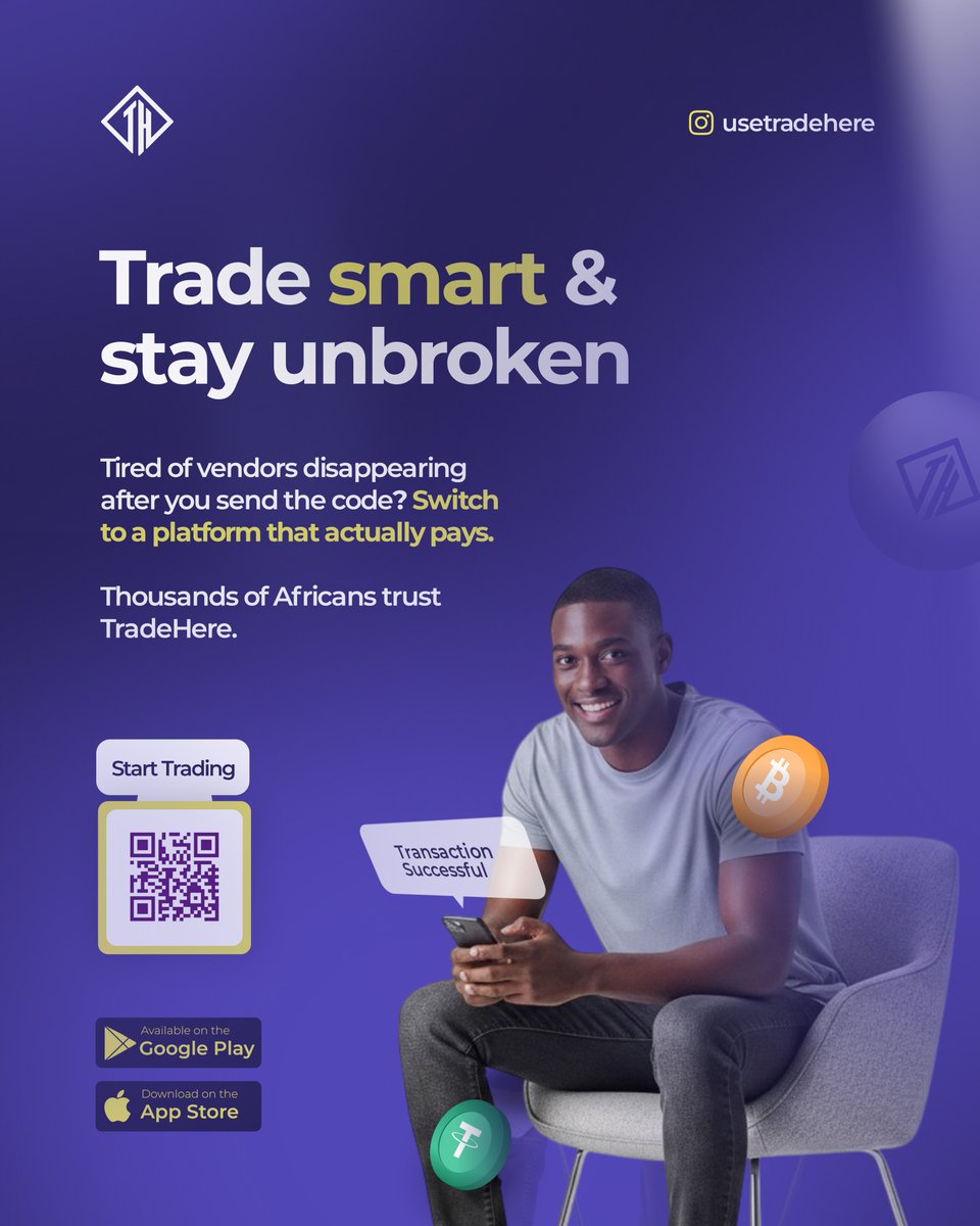usetradehere's tweet photo. You send the code…
Vendor don vanish. 😭

No more stories that touch.
Switch to Trade-Here and get paid for real⚡️⚡️⚡️

#Trade #GalaxyAI #GalaxyS26Ultra #JUVEvGS #T20WorldCup #usetradehere #Crypto https://t.co/1Ol8Du1LAr