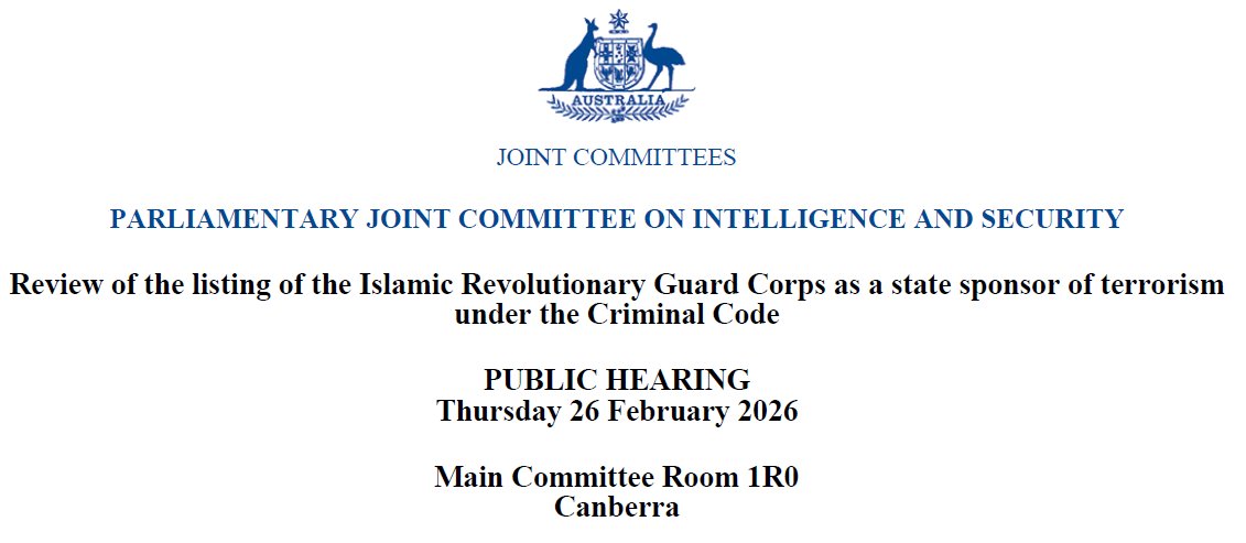 🇦🇺🇮🇷 امروز جامعه ایرانی‌ـ‌استرالیایی با حضوری شجاعانه، حرفه‌ای و مسئولانه در جلسه علنی «کمیته مشترک پارلمانی اطلاعات و امنیت» (Parliamentary Joint Committee on Intelligence and Security – PJCIS) در چارچوب بازبینی فهرست‌گذاری سپاه پاسداران انقلاب اسلامی (IRGC)، نقش مهمی در یک روند