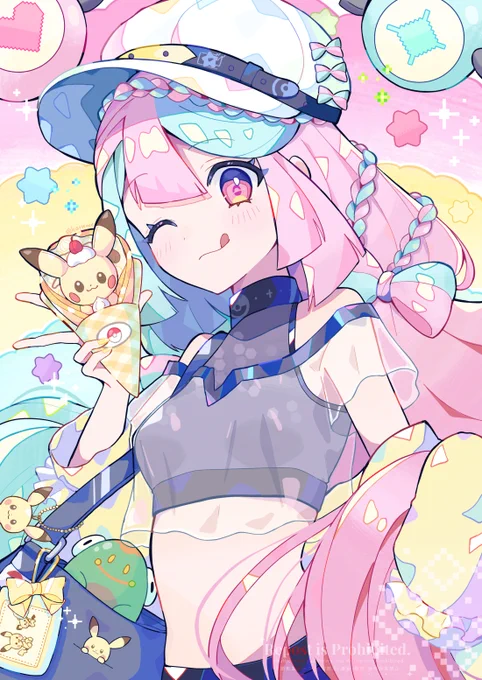 ポケピースのピカチュウクレープを食べるナンジャモちゃん