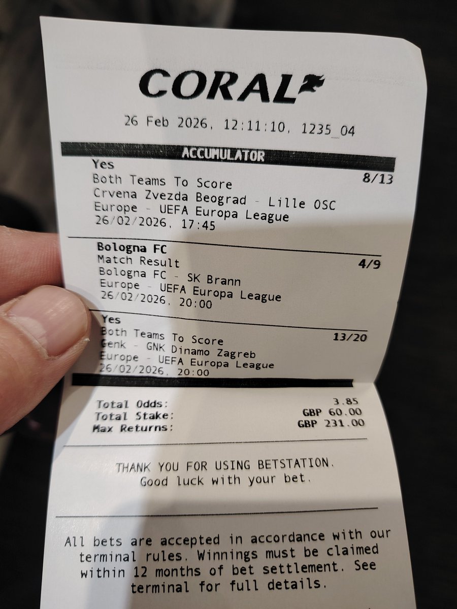 Phillip_J7's tweet photo. Tonight's Trebble good luck 🤞 https://t.co/Ib13avcCgc