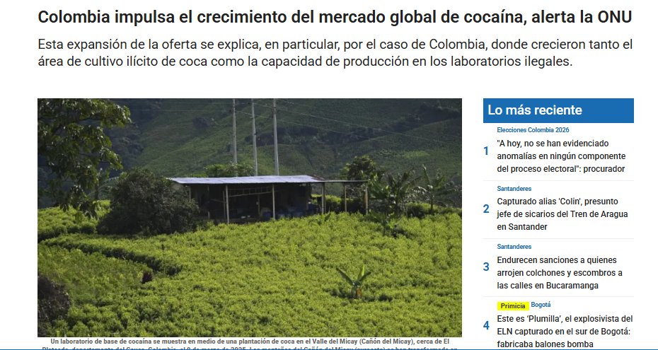 La ONU le dice mentiroso en la cara a <a href="/petrogustavo/">Gustavo Petro</a>: "En Colombia crecieron tanto el área de cultivo ilícito de coca como la capacidad de producción en los laboratorios ilegales". Esa narrativa de que en este desgobierno se ha incautado más cocaína en toda la historia es carreta
