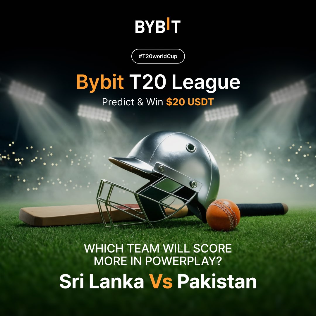 Bybit T20 League – Prediction 09
$20 USDT Giveaway Challenge 🏏💰

On 28 Feb, predict which team will score more runs in the Power-play and claim your chance to win $20 USDT! 🎉

🧩 How to Enter:
➕ Follow @BybitSouthAsia
❤️ Like &amp; 🔁 Repost this post
💬 Comment your prediction