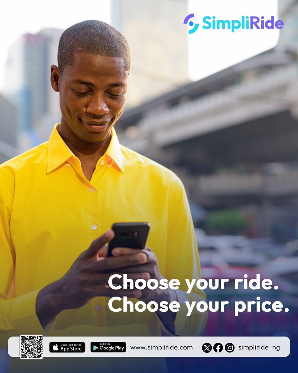 simpliride_ng's tweet photo. Not every ride is the same, and that’s the point.
With SimpliRide, you choose the ride tier that fits your budget and comfort.
Whether you want Standard or something more premium, the choice is yours.
Open the app.
Choose your ride.
Choose Simpliride. https://t.co/yxlejcziQp