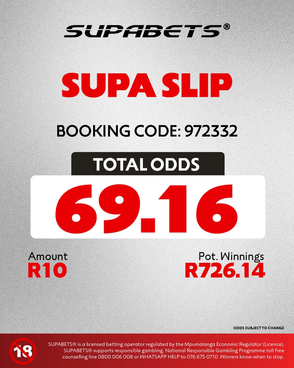 Supabets_mzansi's tweet photo. ⚽️ONCE AGAIN...IT'S SUPA SUNDAY🤓
WILL ARSENAL SURVIVE A SCARE FROM THE DEEP BLUES🥺
👉9️⃣8️⃣5️⃣5️⃣6️⃣2️⃣✅
👉 https://t.co/tpHbjUlW18 ✅
#SupaSunday #supaslip #supabet
18+ | Bet Responsibly https://t.co/P5E6Eq7DQO