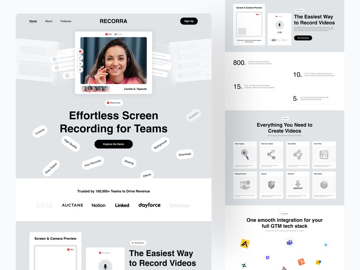 SahilDobariya24's tweet photo. Recorra - Screen Recorder | Landing Page UI/UX
What’s your favorite detail? Let me know!
______
#SaaS #VideoApp #InterfaceDesign #UIUX #Heloxone #SahilDobariya https://t.co/MeyoPSSr7j