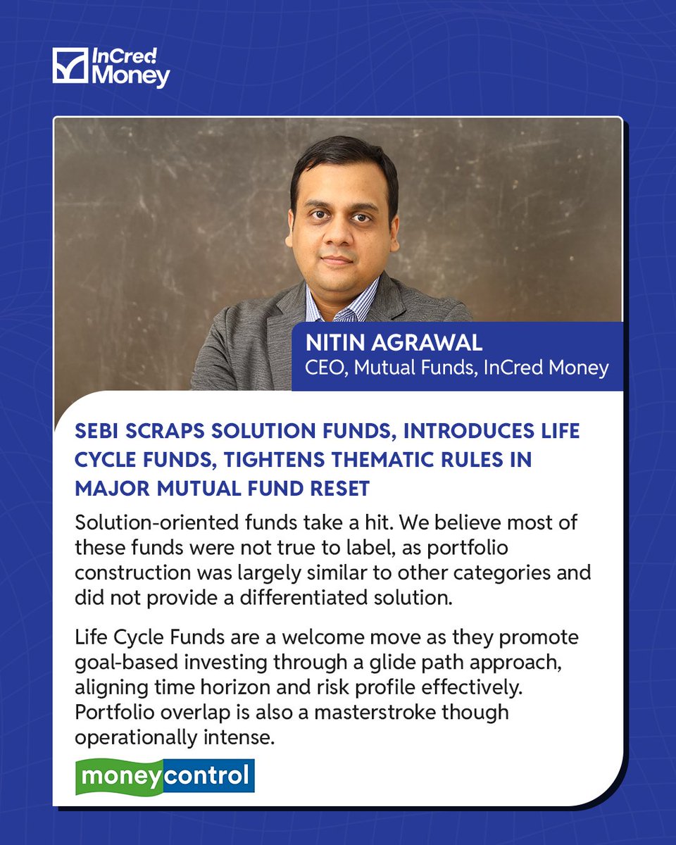 InCredMoney's tweet photo. SEBI has updated its mutual fund categorisation framework - reshaping how schemes are structured and managed. What does this mean for investors?

Nitin Agrawal, CEO – Mutual Funds, @InCredMoney, shares his perspective.  

Read here👉 https://t.co/Sta9MJDaUT 

@agnitin_oro https://t.co/Npb2Hl9feW