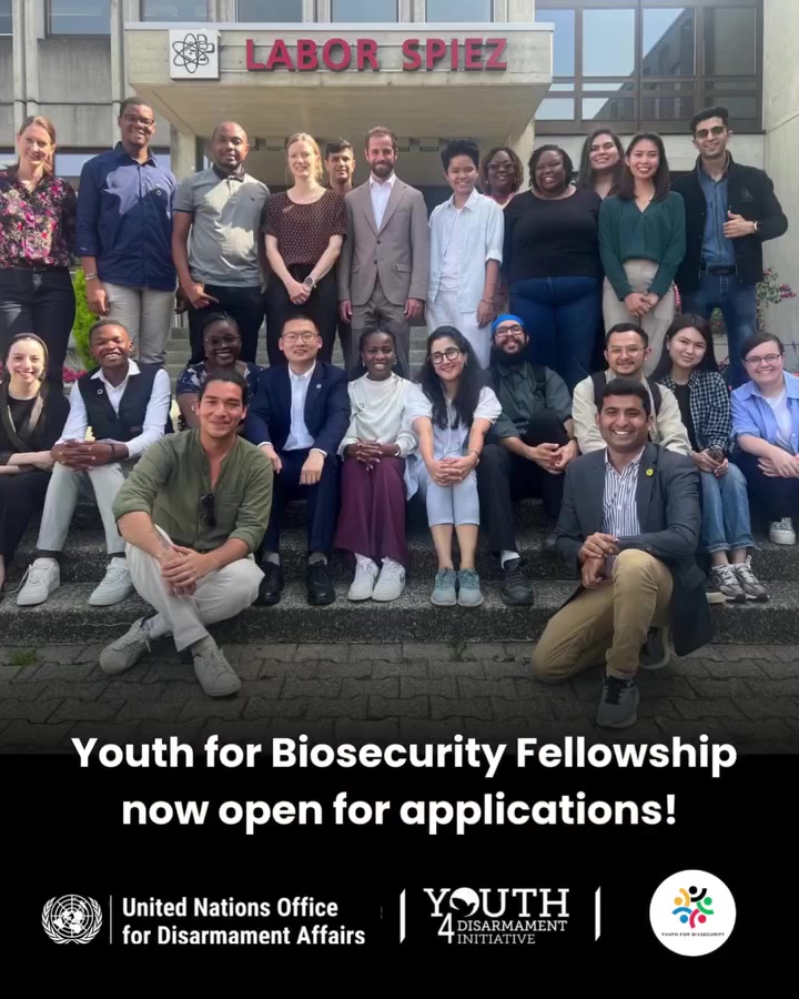 opportunitiesfy's tweet image. Applications are open for the fully funded Youth for Biosecurity Fellowship 2026 by UNODA — training, webinars, and a Geneva visit for young scientists from the Global South; apply by 5 March: wp.me/p23f03-djK

#YouthForBiosecurity #Biosecurity #UNOpportunities
