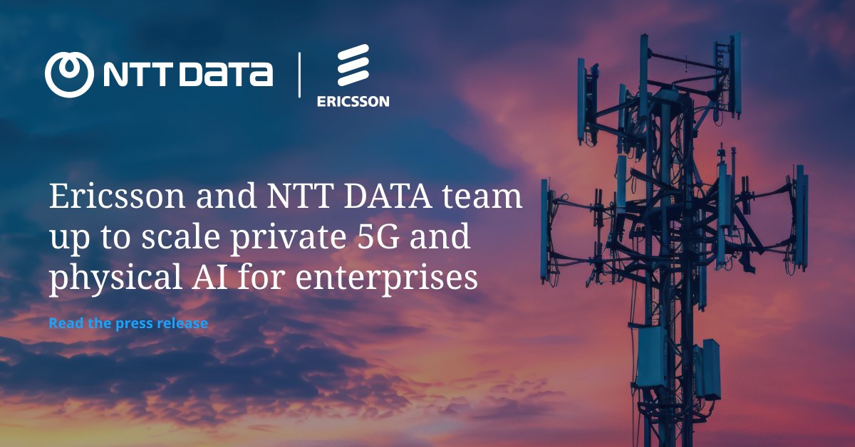 nttdata_inc's tweet image. We’ve partnered with @ericsson to accelerate global adoption of #Private5G, edge #AI and physical AI.

This partnership delivers managed #Private5G, built‑in edge intelligence and more.

Read the press release: lnkd.in/gHGQp8Fd