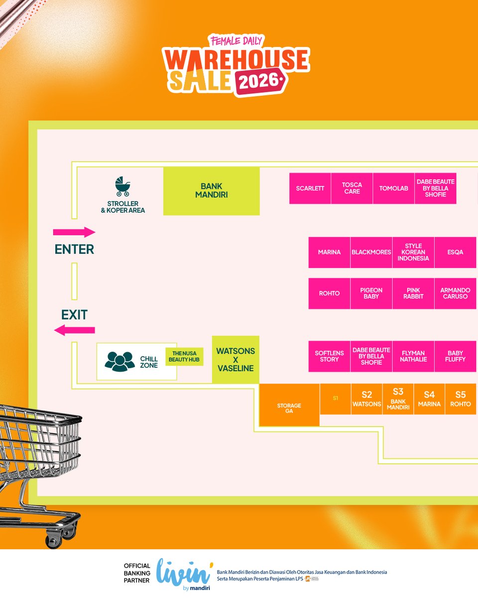 femaledaily's tweet photo. Mindy punya tips supaya kamu bisa belanja makin sat set di #FDWarehouseSale2026 besok!

Cus langsung save &amp; share info Giant Map ini yaa 🛒‼️ https://t.co/YBhEjXHnRI