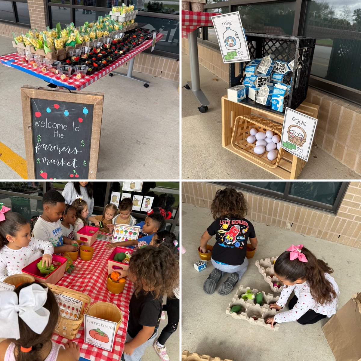 MsAlvarez_SWE's tweet photo. We wrapped up our Pre-K Farm to Table theme with a fun, hands-on Farmers Market! Our little learners explored food, teamwork, a square dancing area, and even a petting zoo — all through the magic of learning through play. @Barela_ECE @LEThomas_ECE @ReadandWriteBFF @HumbleISD https://t.co/xarH6YhhnI