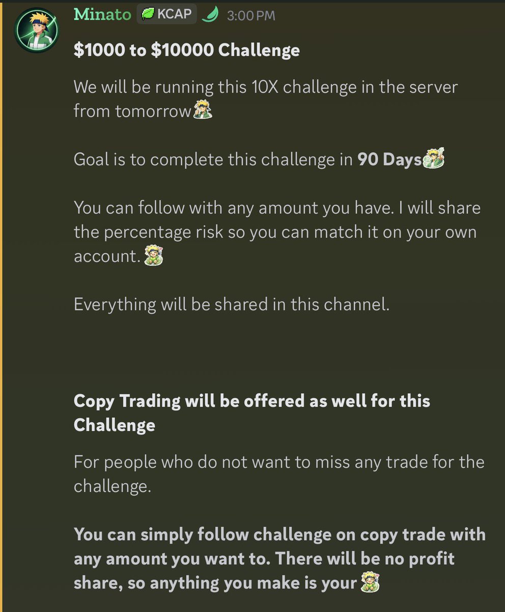 trader_minato's tweet photo. Starting the $1K to $10K Challenge 💥

I’m doing this for the community and fully locked in.

You can follow the journey with me. Copy trading is also enabled for anyone who wants to join and doesn’t miss any trade.

Let’s get this done. Excited and hyped for this one 🔥 https://t.co/I6gcjYdVjg