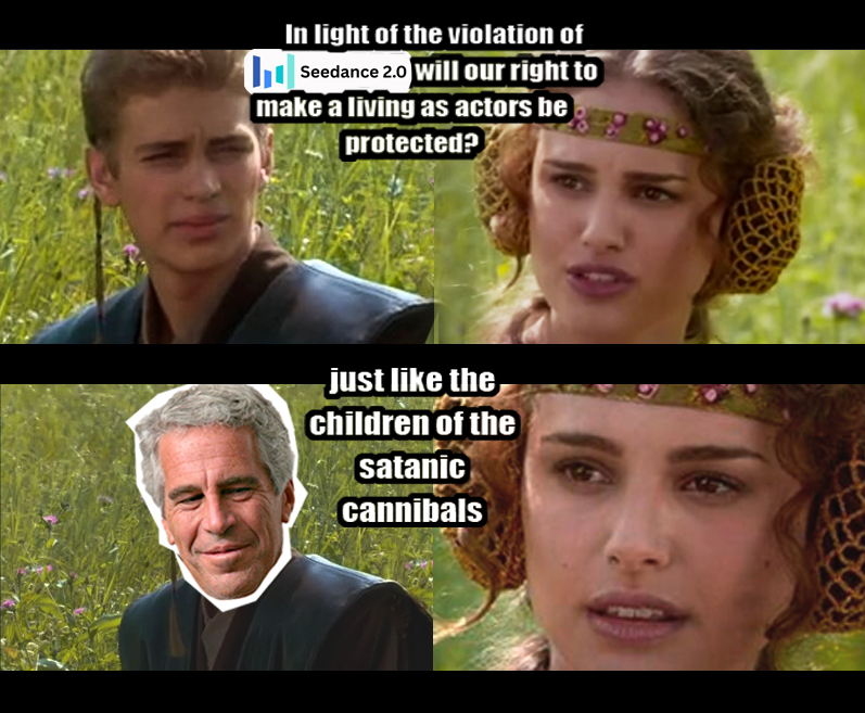 Kubensis's tweet photo. Hollywood is cooked‼ 

#Seedance2_0  #AIRevolution #Hollywood #SAGAFTRA #ByteDance  #AIVideo #Deepfake #StarWarsMemes #GenerativeAI #Copyright  #FutureOfCinema #EpsteinFiles2026 https://t.co/Ur5CIU6kUP