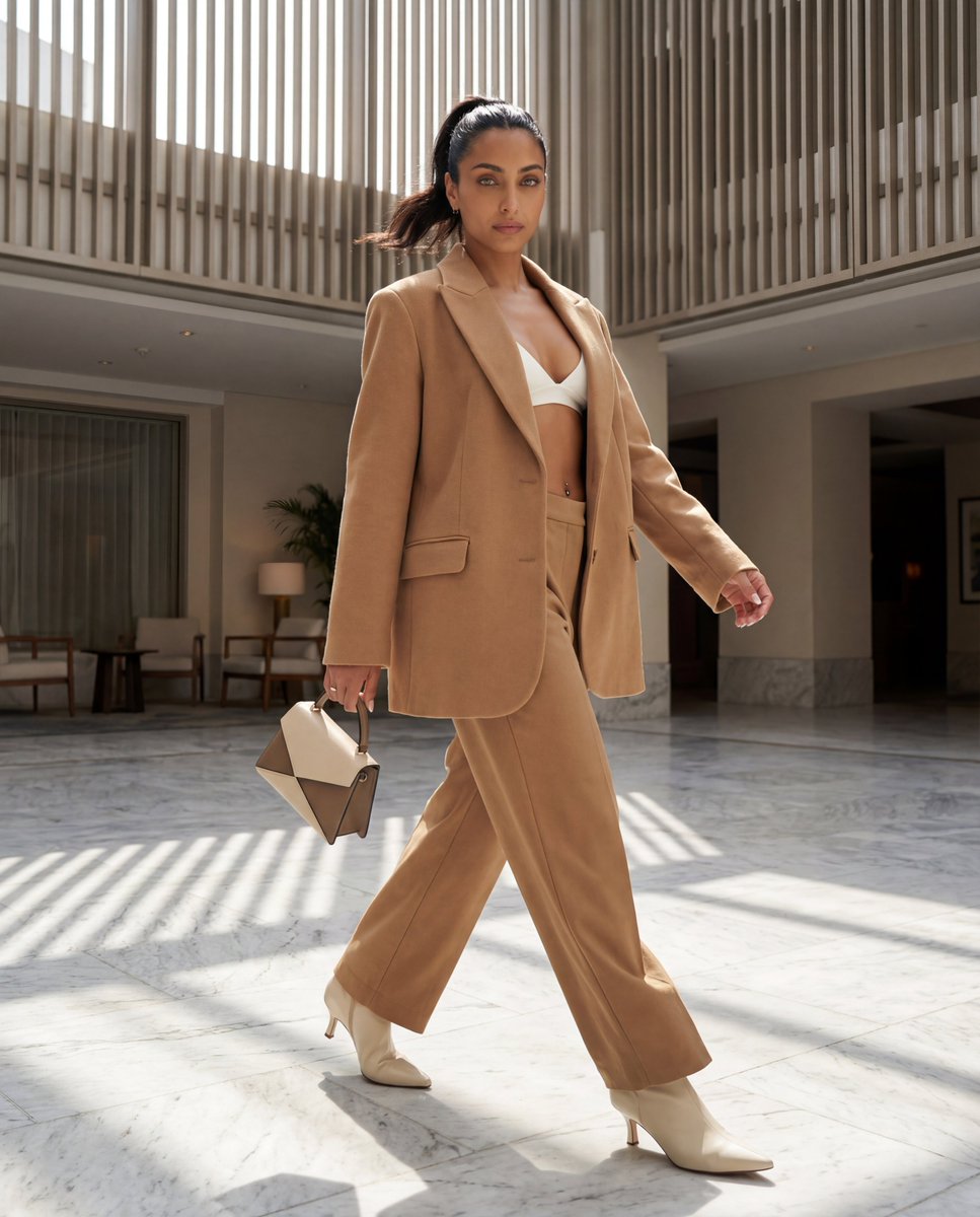 ruby1cruz's tweet photo. Boss energy… or just me?

Camel layers, sharp tailoring, a little skin, a lot of confidence 🤎 

Do you love a power suit with a twist, or would you keep it classic?

#Dubai #Style #fashion  #RubyCruz https://t.co/5rwc7BRu6O