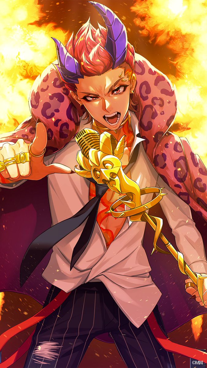 アプリ　モンソニ！にて『[轟音業火のパンクスター]アザゼル』のキャラクターイラストを描かせていただきました！
どうぞよろしくお願いいたします🔥

#モンソニ作品公開