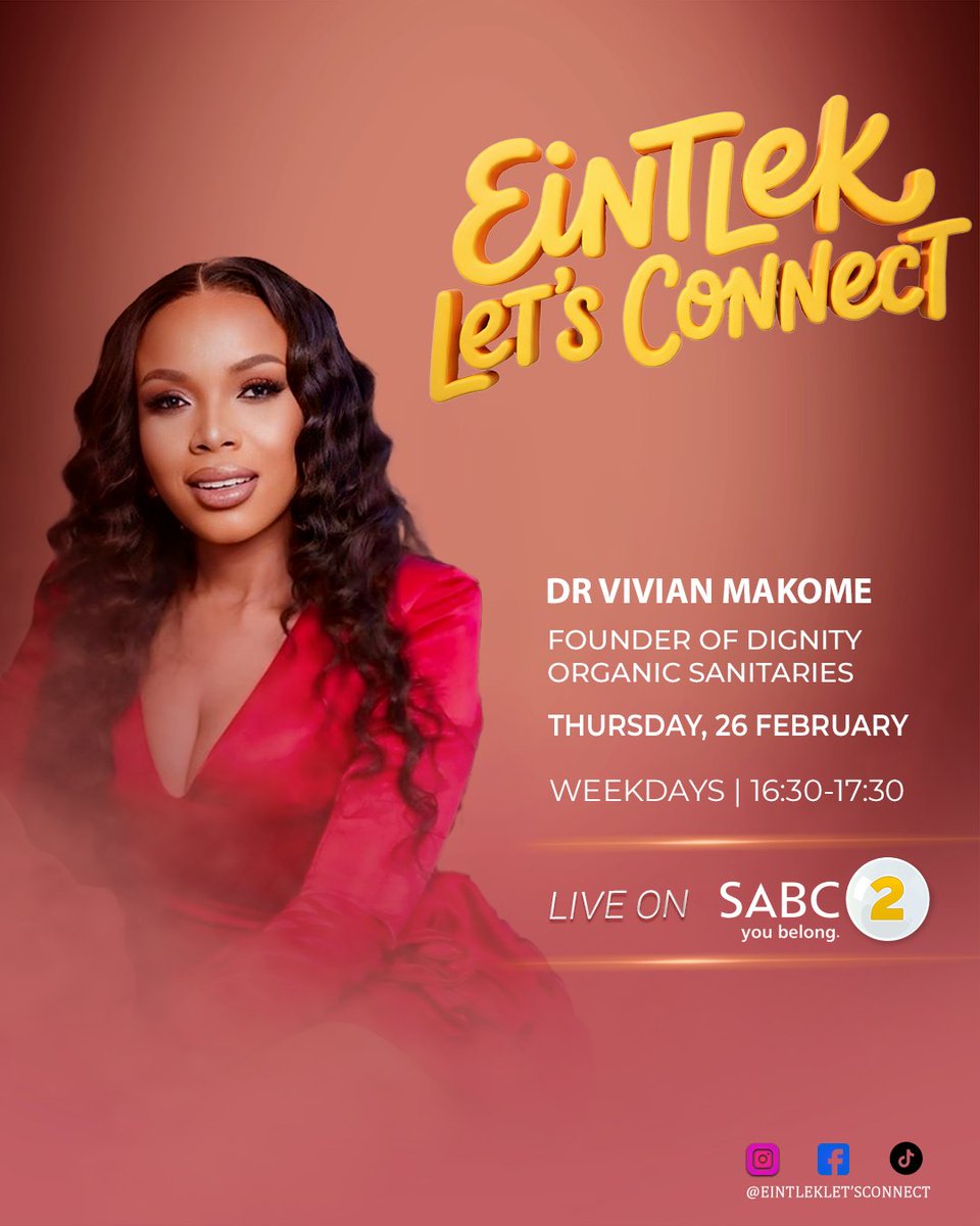SABC_2's tweet image. EintlekLetsConnect at 16:30 for a powerful conversation with learned leaders and creators.

Guests: Albert Oosthuysen, Nicholas Thipe, Bongani Luvalo, Dr Vivian Makome

#SABC2 #LiveInEveryBeat #EintlekLetsConnect