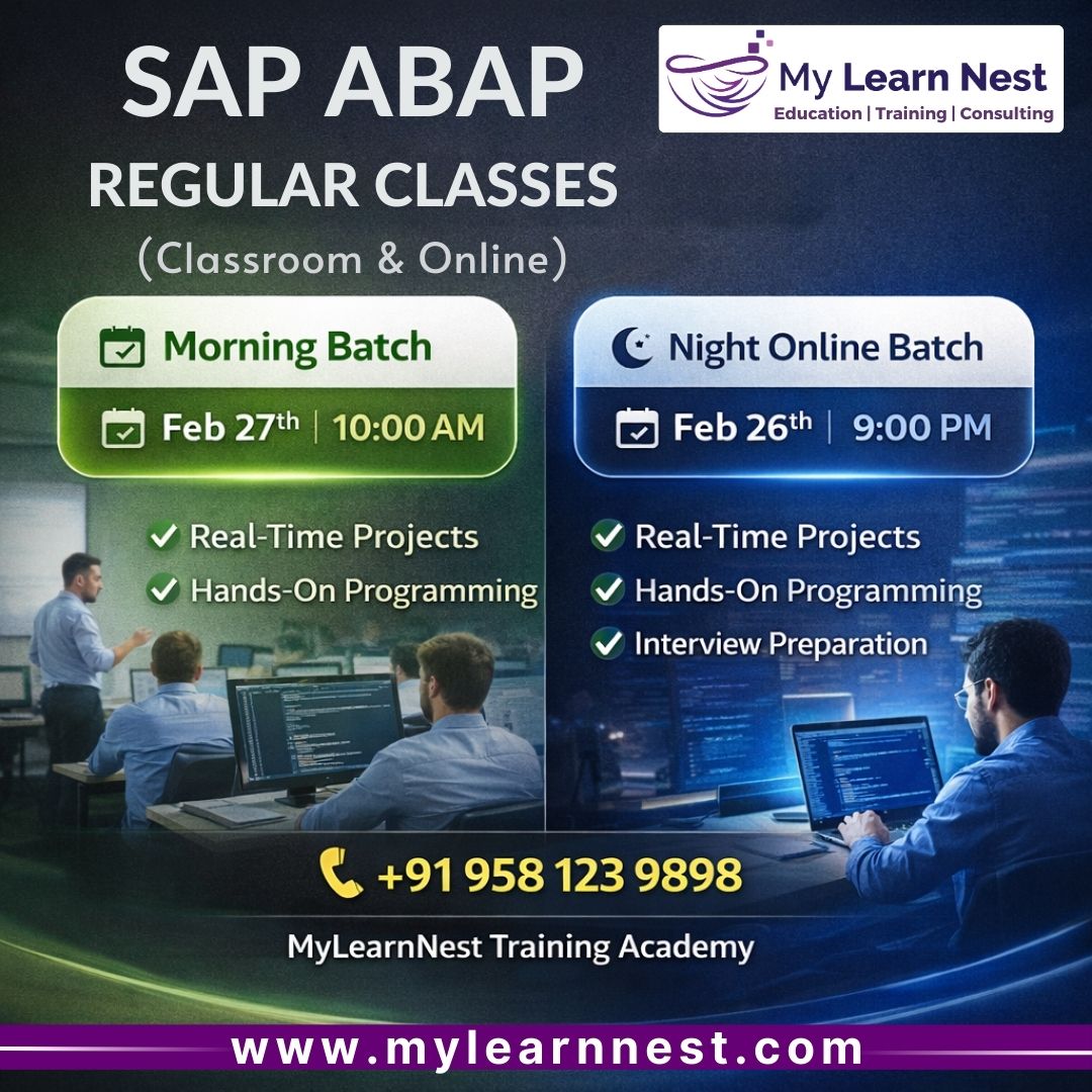 MylearnNest's tweet photo. 🚀 SAP ABAP Regular Classes – Join the Right Batch!

For WhatsApp: https://t.co/x4c4E5JESb Or Call: +91 958 123 9898

#SAPABAP
#SAPTraining
#ABAPProgramming
#JobOrientedTraining
#FreshersJobs
#WorkingProfessionals
#HyderabadTraining
#SoftwareTraining
#MyLearnNestTrainingAcademy https://t.co/rFOVCxus0C