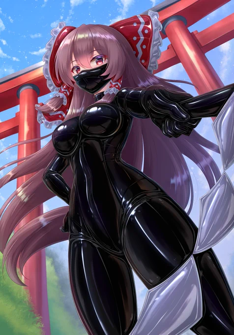 ぴっちりラバー霊夢(黒マスク差分)