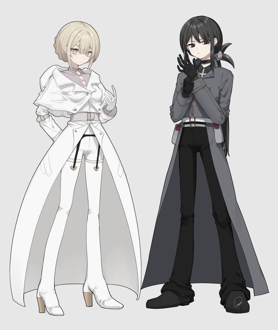お漫画に登場予定のお二人🟡⚫️ 
#oc #一次創作 