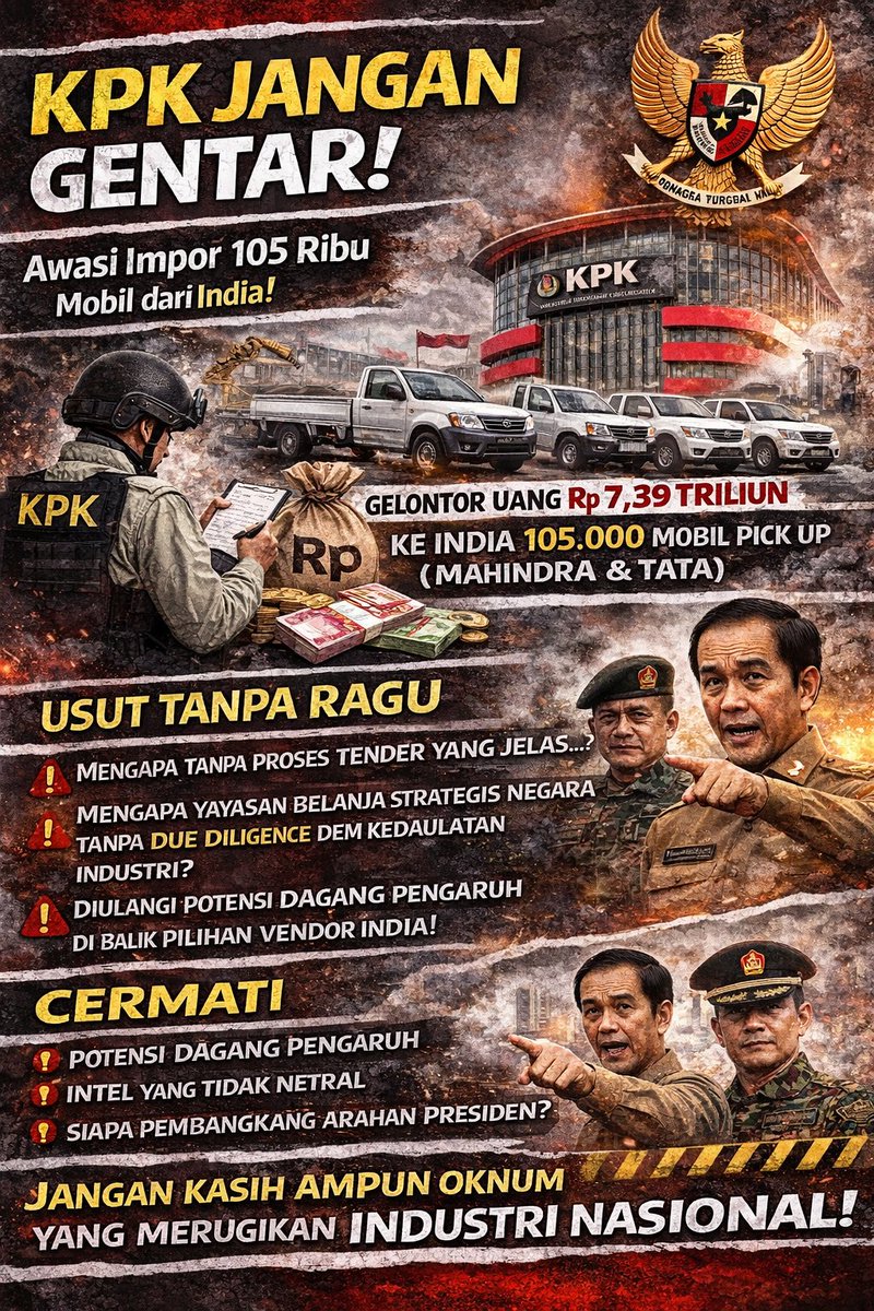 Setiap proyek strategis wajib terbuka pada pengawasan publik agar kepercayaan masyarakat terhadap institusi tetap terjaga.
#TransparansiSekarang #KPKBerani #AwasiAnggaran #DiskusiIndonesia #PublikBerhakTahu