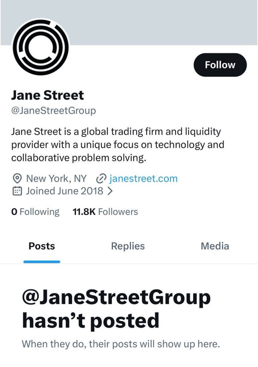 🚨Jane Street a nettoyé son compte X, aucun tweet n'y figure désormais.

Consignes de l'équipe juridique pour faire face aux ennuis liés à Terraform Labs ?
