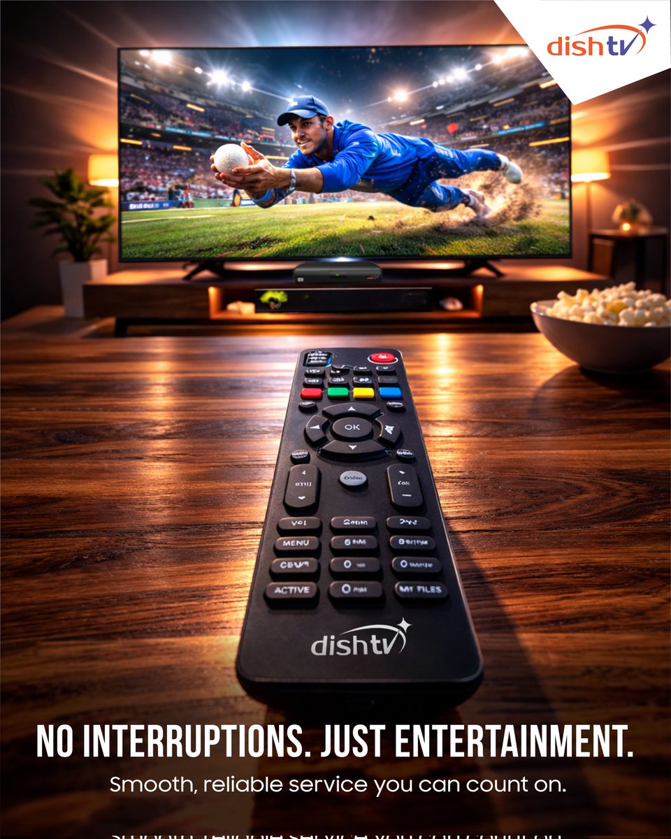 DishTV_India's tweet photo. Sit back and enjoy your favourites without missing a moment. Because great entertainment should always flow uninterrupted.
#DishTV #SeamlessViewing https://t.co/NVZxOGJfrp