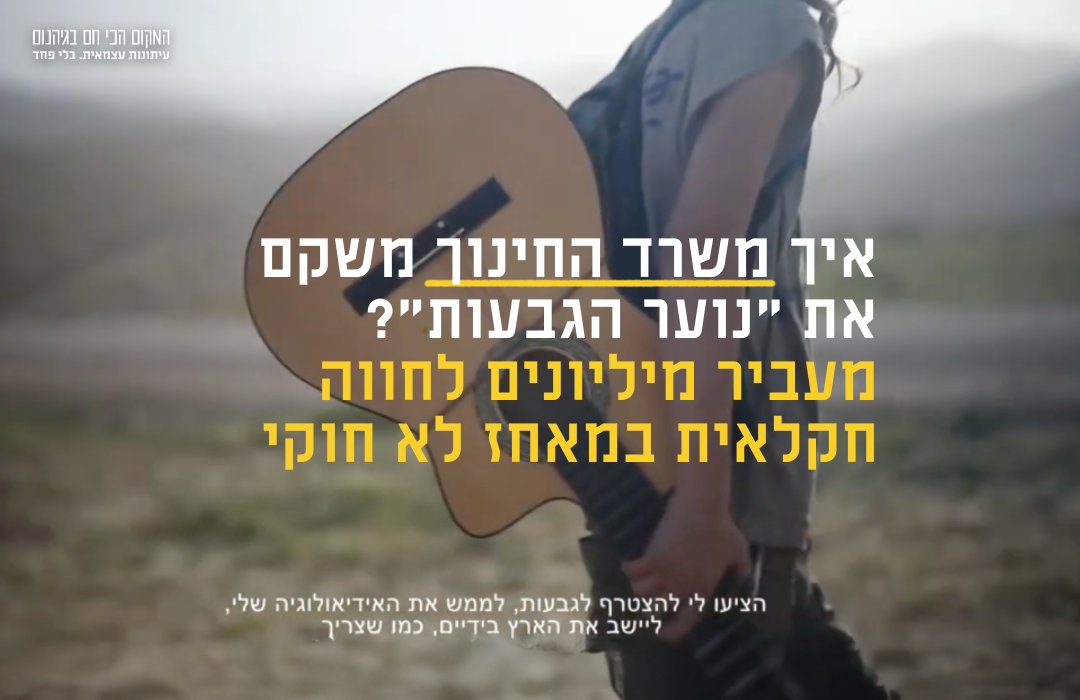 הסכום: ארבעה מיליון שקל בשנה. המטרה הרשמית: הפעלת תוכנית חינוכית-חברתית לנוער בסיכון ביהודה ושומרון. בפועל: הרחבת האחיזה בשטחי C דרך הכלי האפקטיבי ביותר של השנים האחרונות - החוות החקלאיות | הסיפור המלא באתר > ha-makom.co.il/haroeh-haivri/