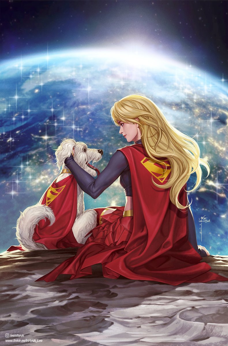 TaurooAldebaran's tweet photo. Kara &amp; Krypto by artist InHyuk Lee #Supergirl https://t.co/wHhANYQj6N