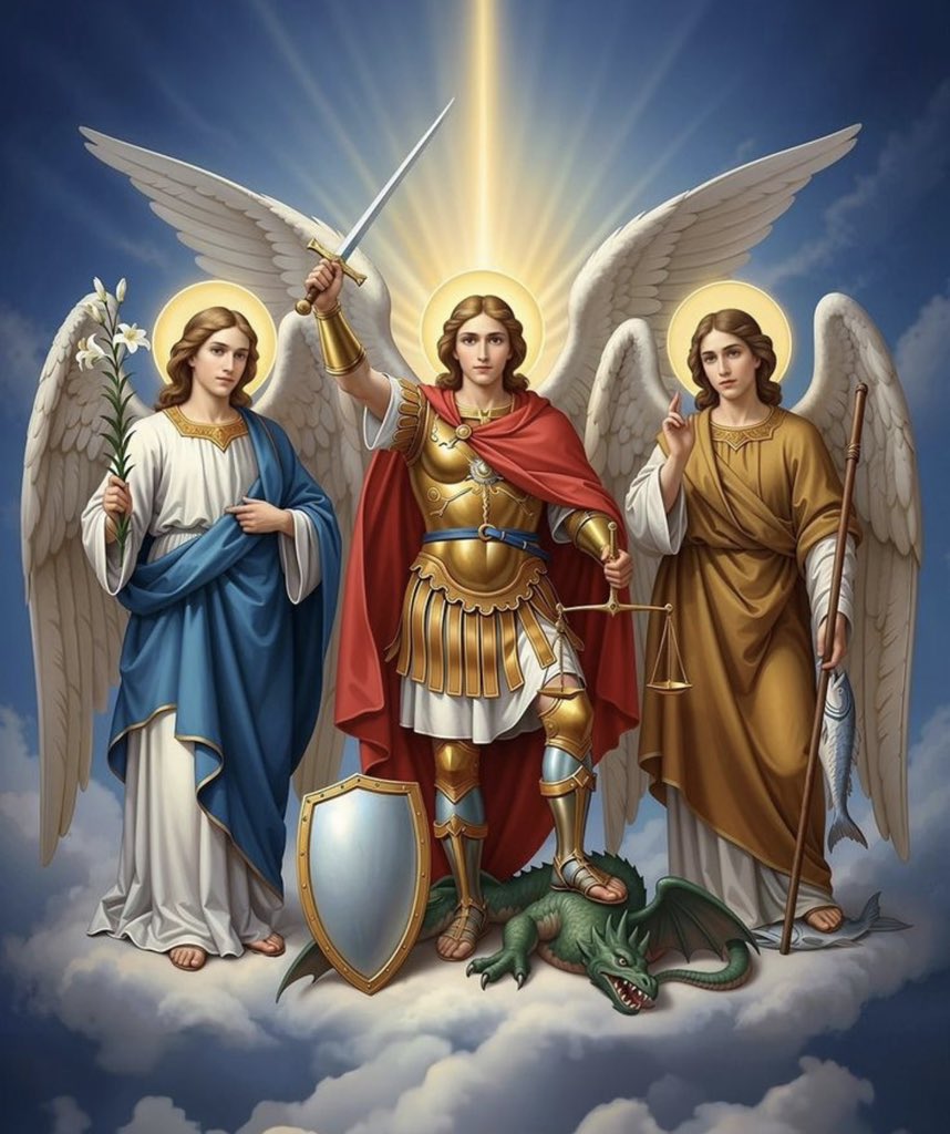 SkyVirginSon's tweet photo. San Miguel, San Rafael y San Gabriel, rueguen por nosotros. https://t.co/4qau78z5iC