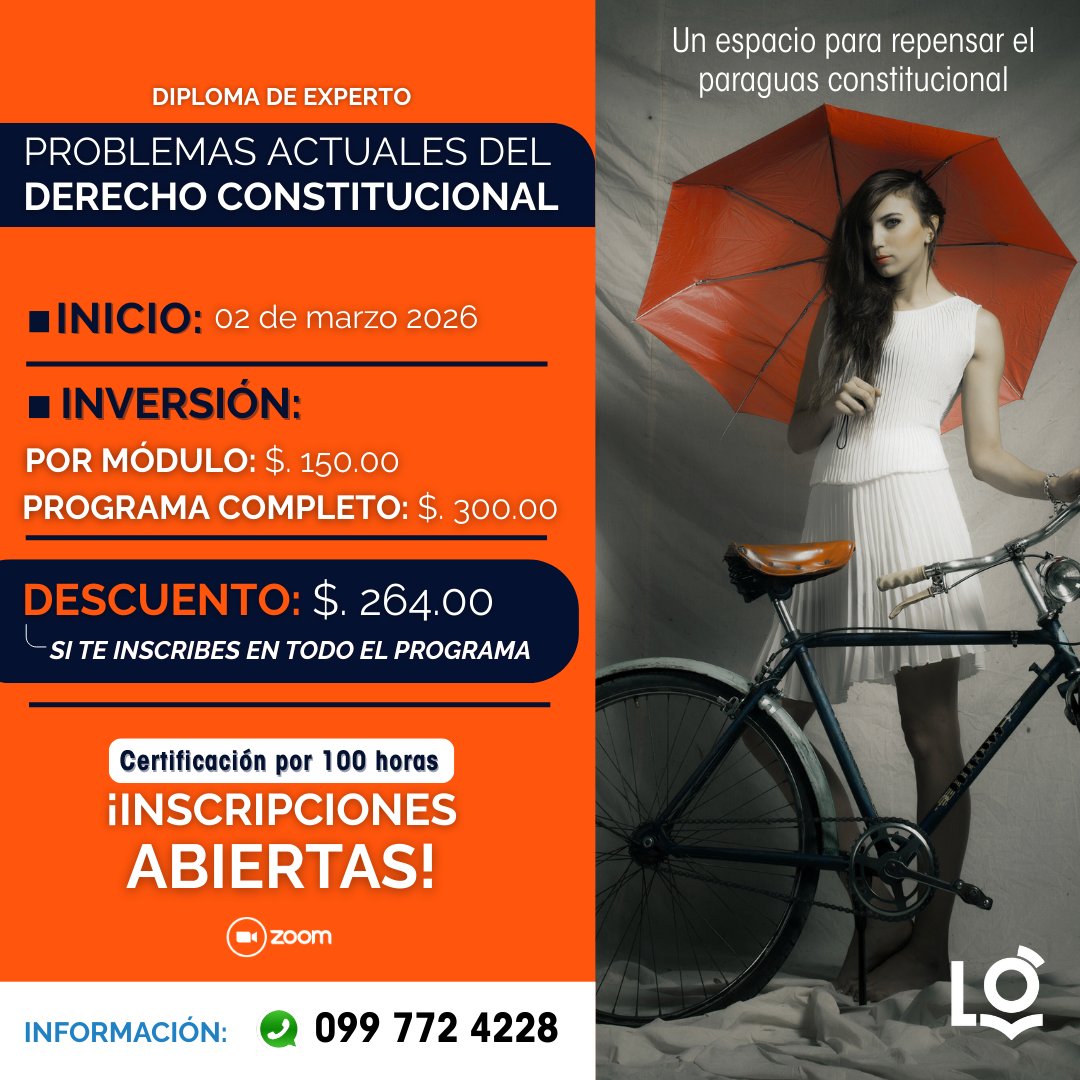 LegalGroup_Ec's tweet photo. 🔴No te puedes quedar fuera de esta gran programa que te entregará muchas buenas herramientas para litigar en materia constitucional.
📌Pide información e inscríbete en este link: https://t.co/m1Sx28Ys9r
📅Empezamos el próximo lunes. https://t.co/j1mP18eysy