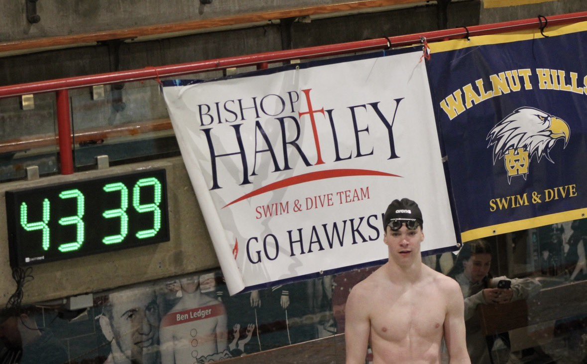 QBV2028's tweet photo. Representing Bishop Hartley at State Champs this weekend. Hoping to swim to the best of my abilities, and then looking forward too turning my focus to offseason prep for @HartleyFootball #gohawks #hardwork #stackingdays https://t.co/vaXHs6DUIN