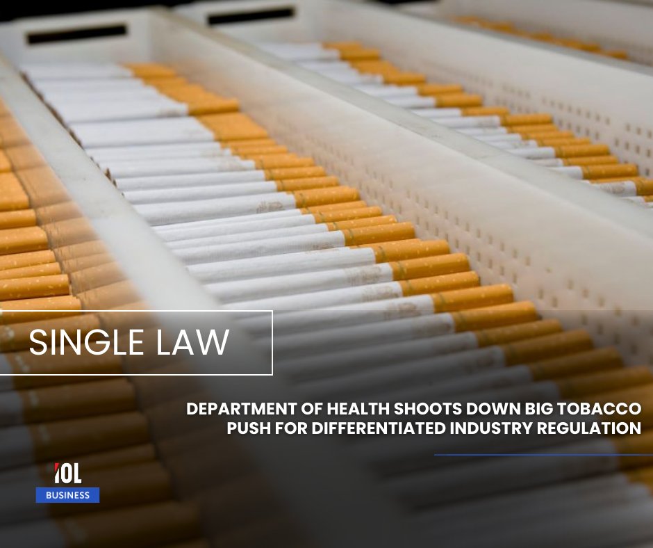IOL's tweet photo. NDoH rejects Big Tobacco’s push for separate laws for cigarettes and vaping, insisting one consolidated bill will regulate all products while addressing illicit trade affecting millions of South Africans.
#NDoH #TobaccoBill #SouthAfrica #BigTobacco #IllicitTrade #Vaping #SmokingControl
Read on: https://t.co/uLb2Mnwooz
